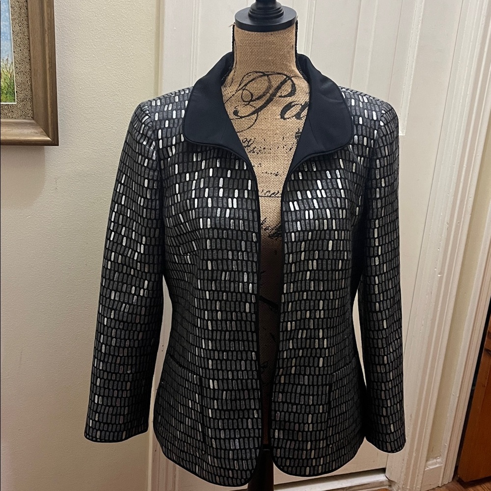 Chic Black and Silver Blazer by Nina McLemore
